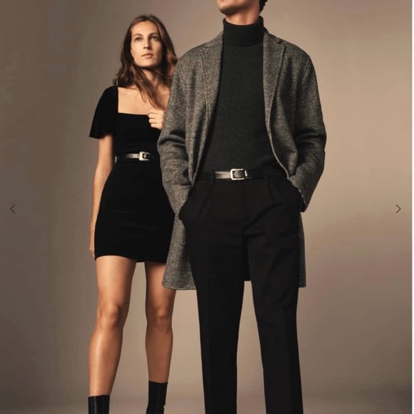 Mango Black Velvet Puff Sleeve Elastic Mini Dress Size 4 - Picture 5 of 12